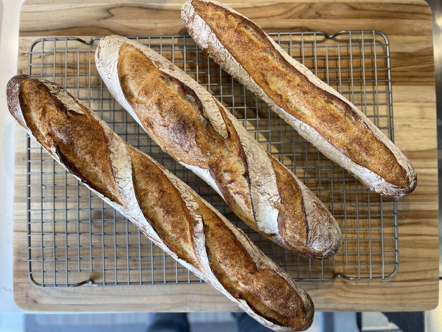 Freshly baked baguettes